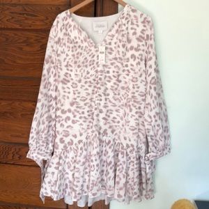 White and beige animal printed dress